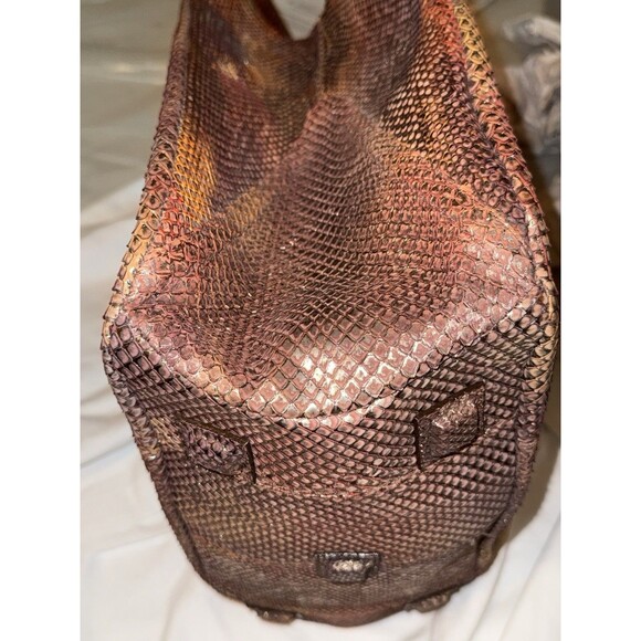 Vintage Fatto A Mano Carlos Falchi Bronze Snakeskin Hobo Bag EUC - Picture 6 of 15